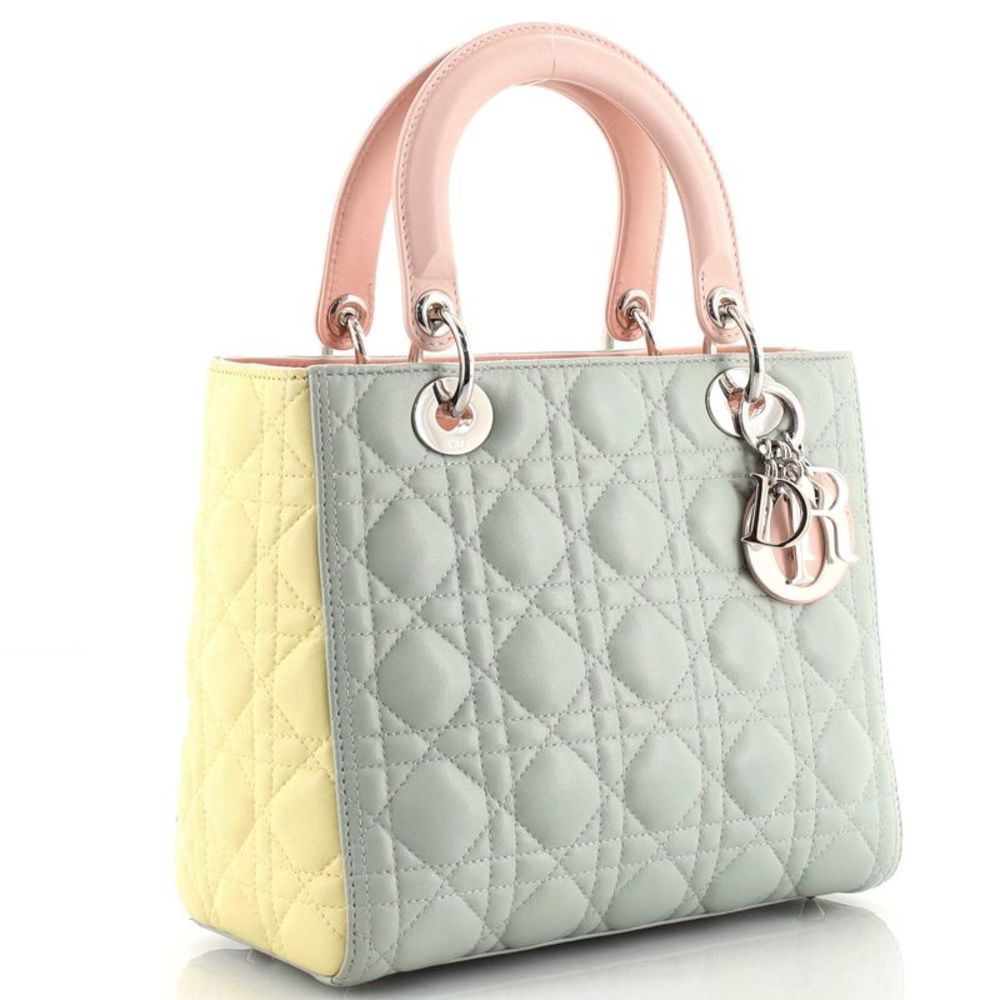 Christian Dior Tricolor Lady Dior Bag Cannage Quilt Leather Medium - Picture 3 of 7